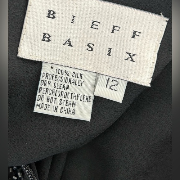 Bieff Basix VTG 100% Silk Hand Beaded Fit & Flare Cocktail Event Dress Sz 12 - Picture 7 of 7